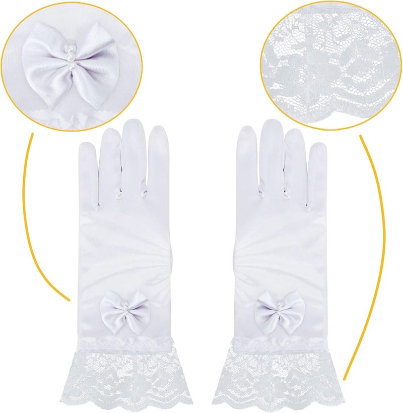 ICECUTE 4 PCS Princess Crown Accessories Kit,Include Crown/Brooch/Earring/Gloves,Princess Costume Accessories for Kids Girls Gold - Image 4